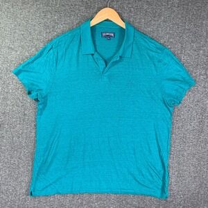 Vilebrequin Linen Polo Men 3XL Short Sleeve Blue